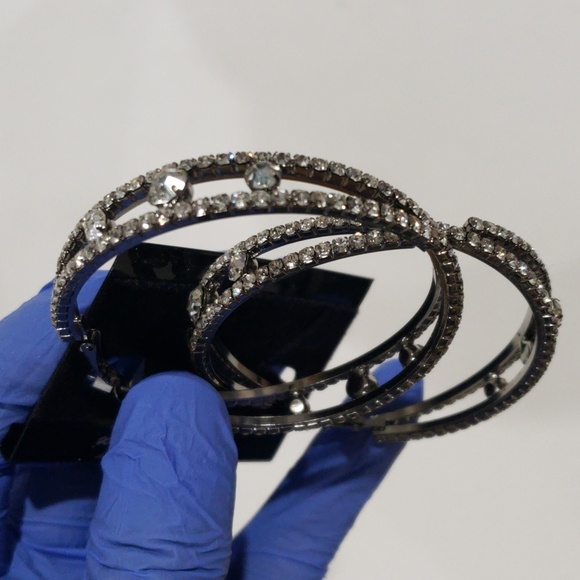 Eisenberg Ice Silver-Tone Sparkling Rhinestone Big Hoop Earrings Women's Jewelry - Picture 7 of 9